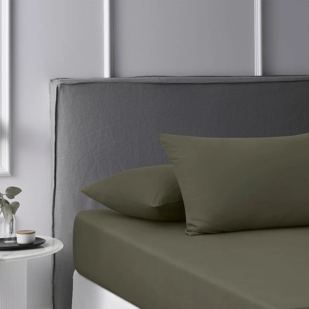 Fitted Sheet Set Double Accessorize Caramel Washed Cotton