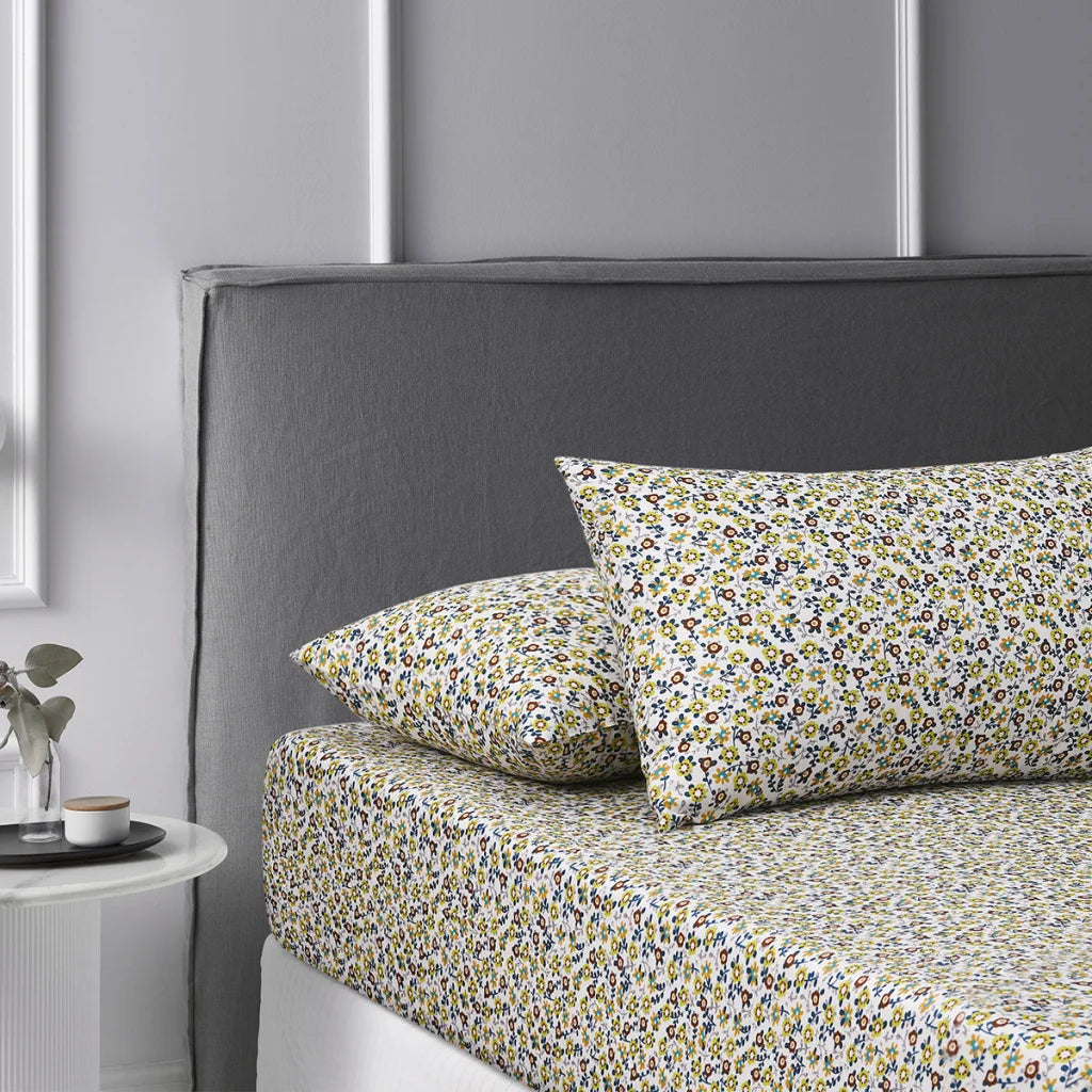 Fitted Sheet Set King Accessorize Lisa Teal Washed Cotton