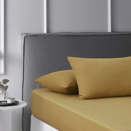 Fitted Sheet Set Queen Accessorize Pecan Washed Cotton