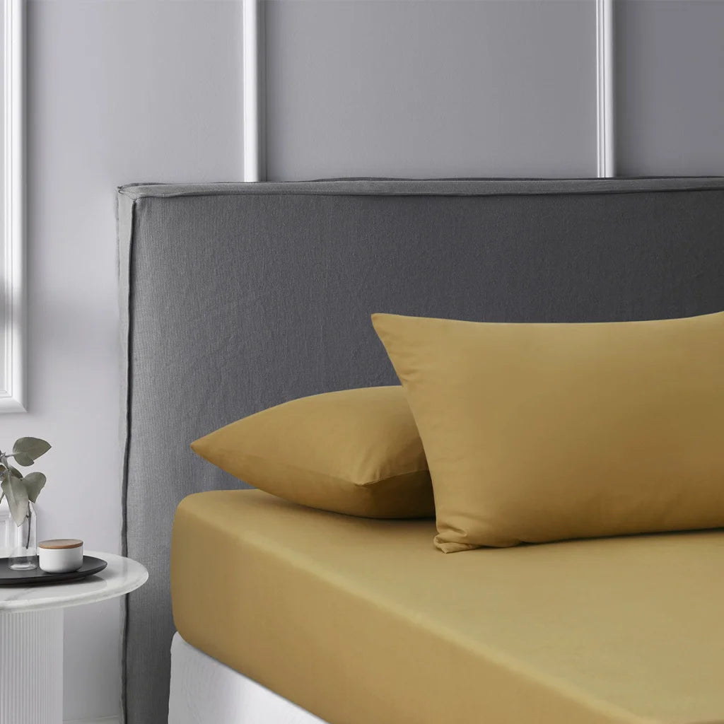 Fitted Sheet Set Single Accessorize Pecan Washed Cotton