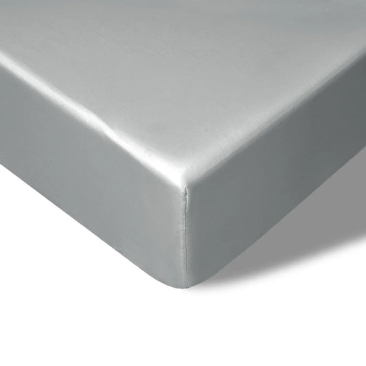 Fitted Sheet Single 400TC Grey Bamboo Cotton 40cm Wall