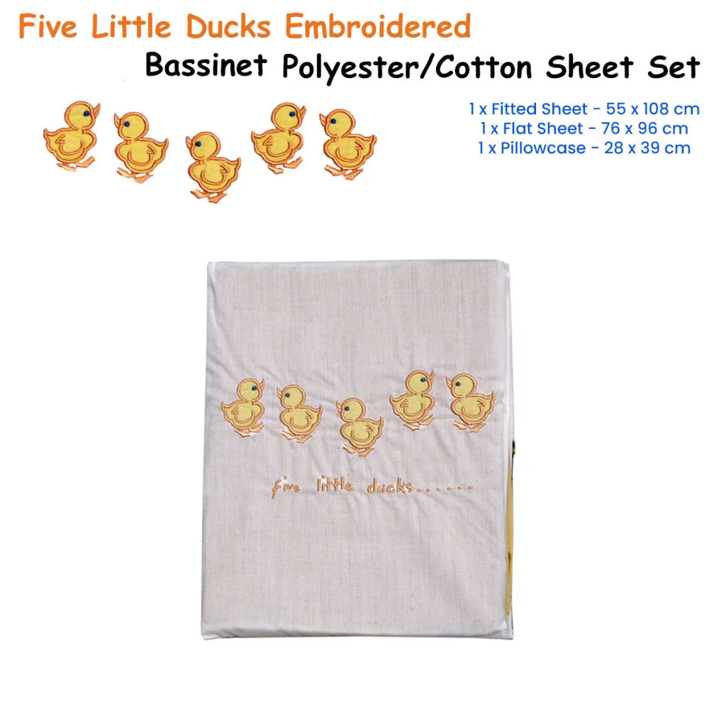 Five Little Ducks Embroidered Polyester Cotton Bassinet