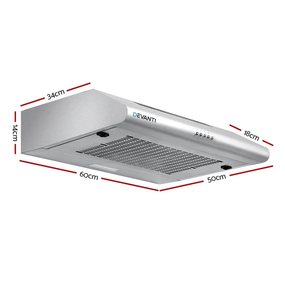 Fixed Range Hood Stainless Steel Kitchen Canopy 60cm 600mm