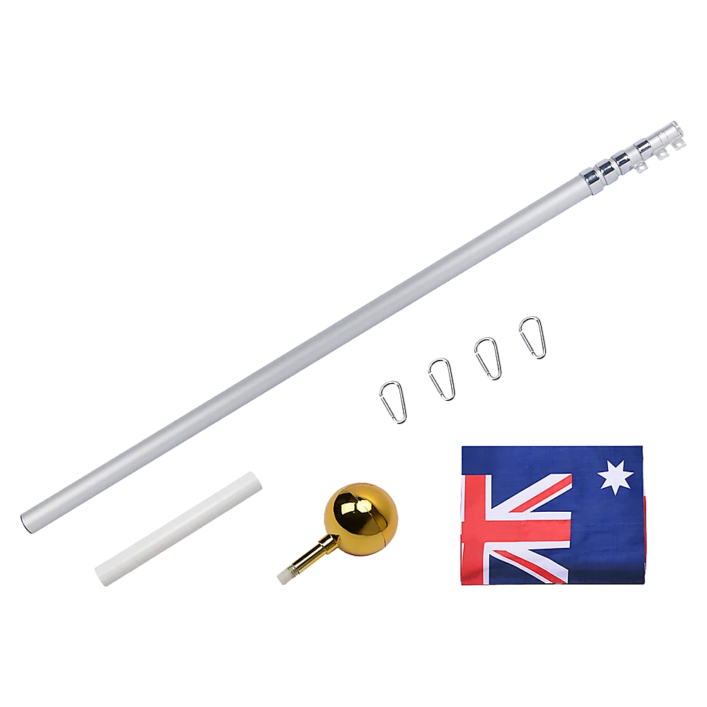Flag Pole Kit 9.1m Telescopic Heavy Duty 16 Gauge Aluminium