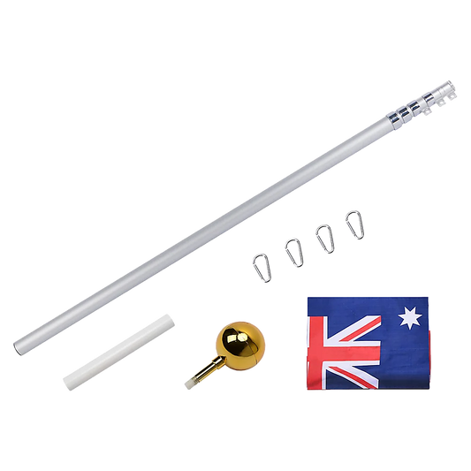 Flag Pole Kit 9.1m Telescopic Heavy Duty 16 Gauge Aluminium