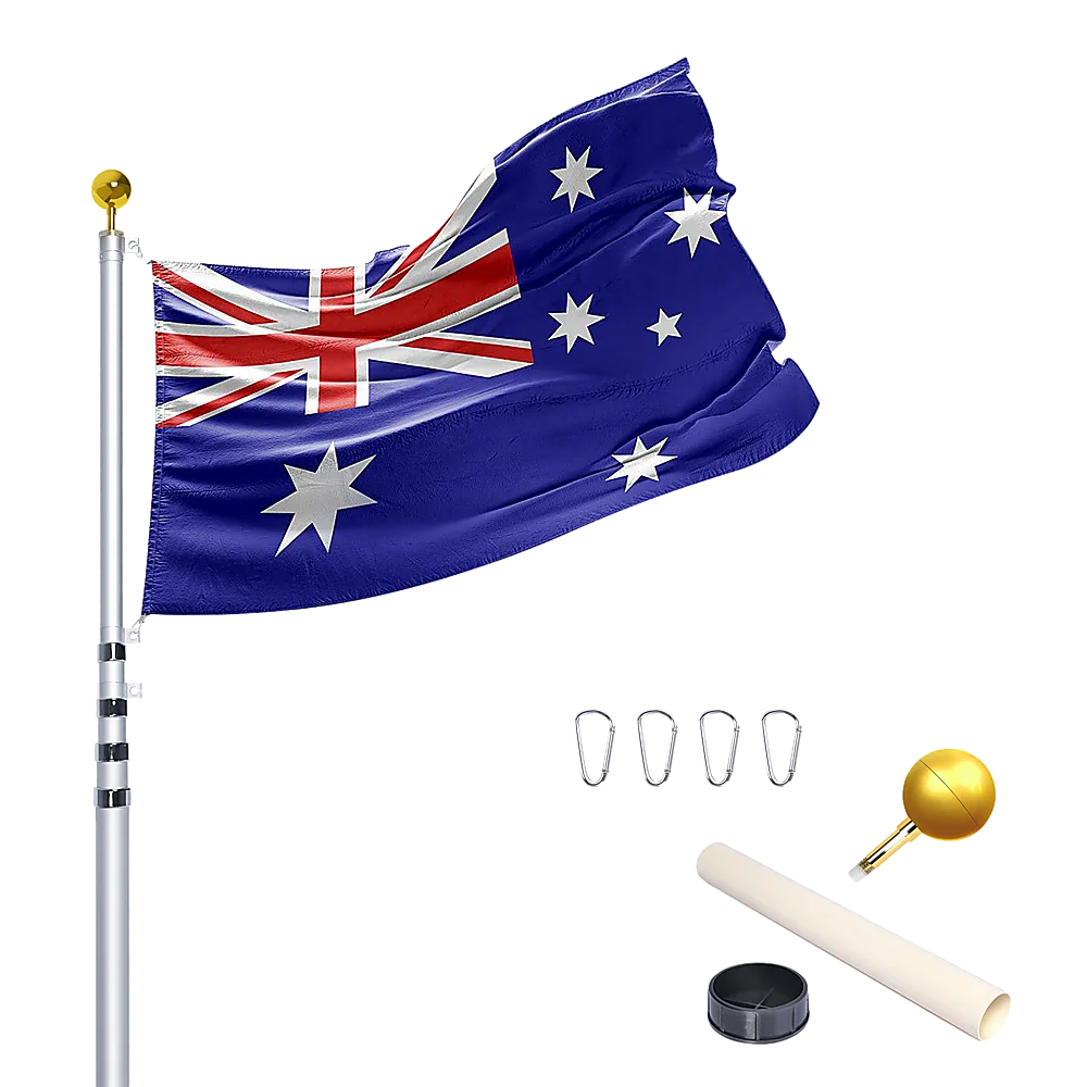 Flag Pole Kit 9.1m Telescopic Heavy Duty 16 Gauge Aluminium
