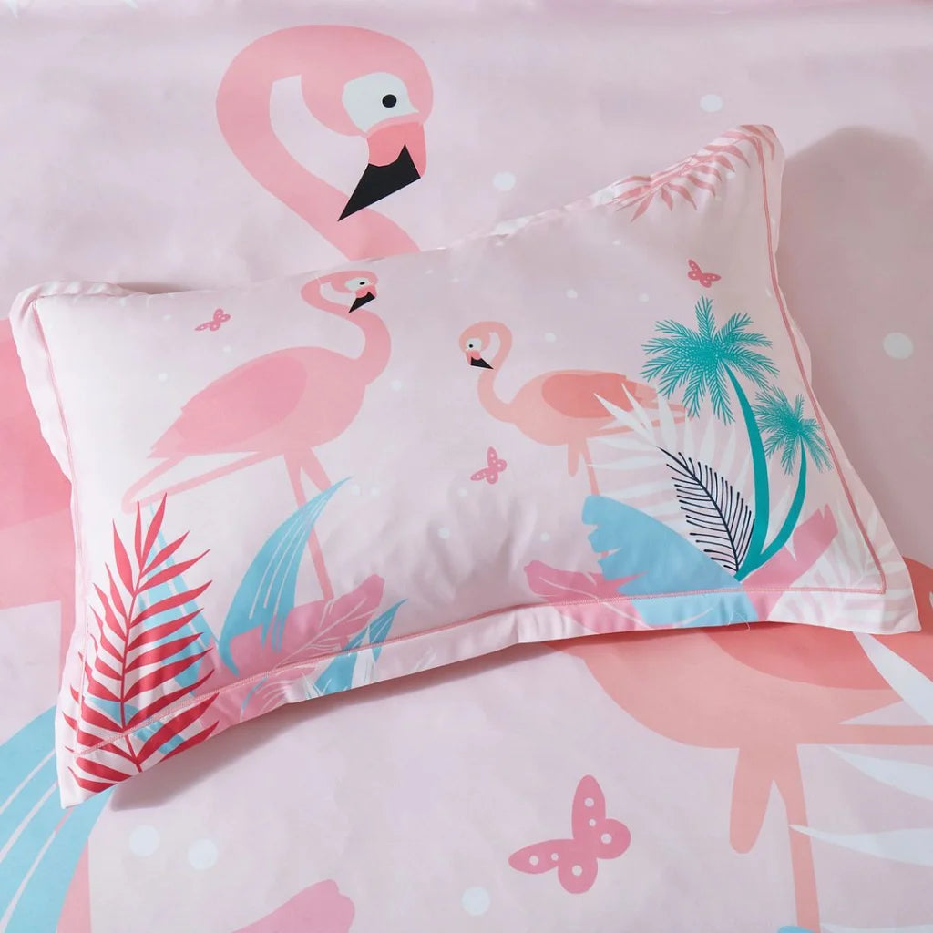Flamingo Kids Quilt Cover Set - King Single Size - Home &