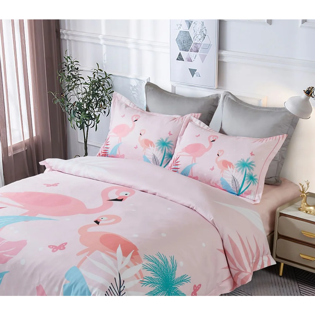 Flamingo Kids Quilt Cover Set - King Single Size - Home &
