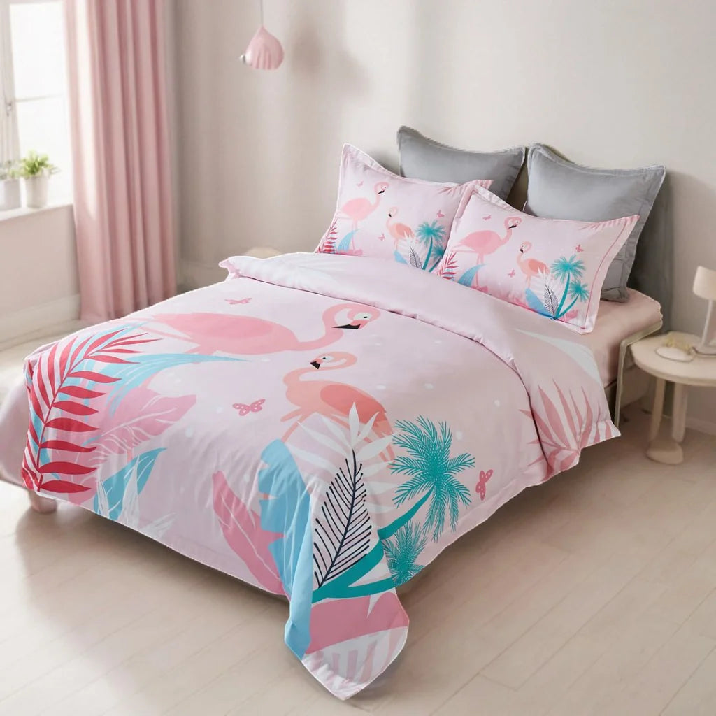 Flamingo Kids Quilt Cover Set - King Single Size - Home &