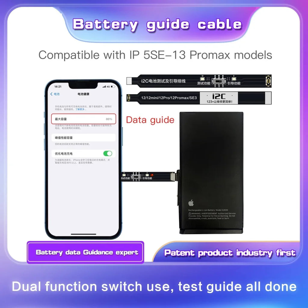 Flexible I2C Battery Boot Strap Cable For Iphone 8 / 8+ / X / Xr / Xs / Xs Max / 11 Pro / 11 Pro Max-1915198134670200835