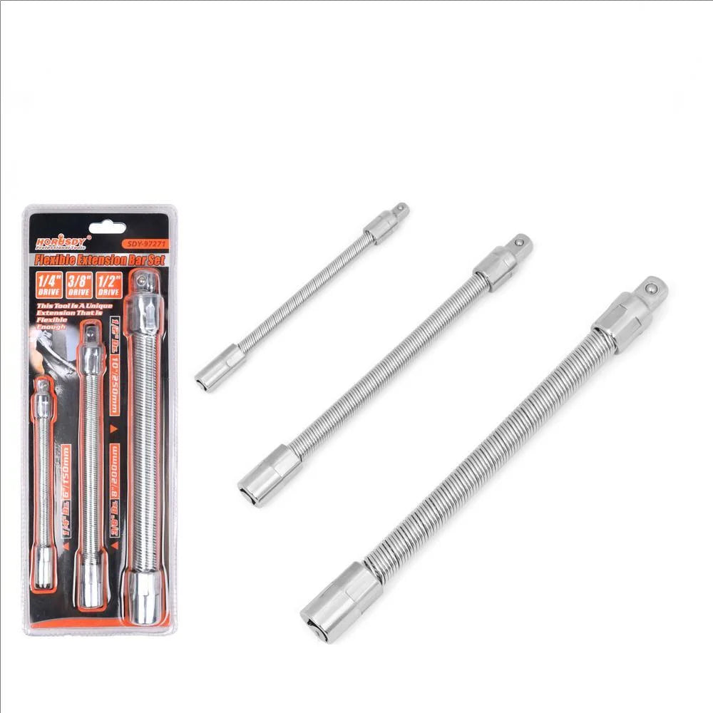 Flexible Socket Extension Bars 3PC Set Shaft 1/2’’ 1/4’’