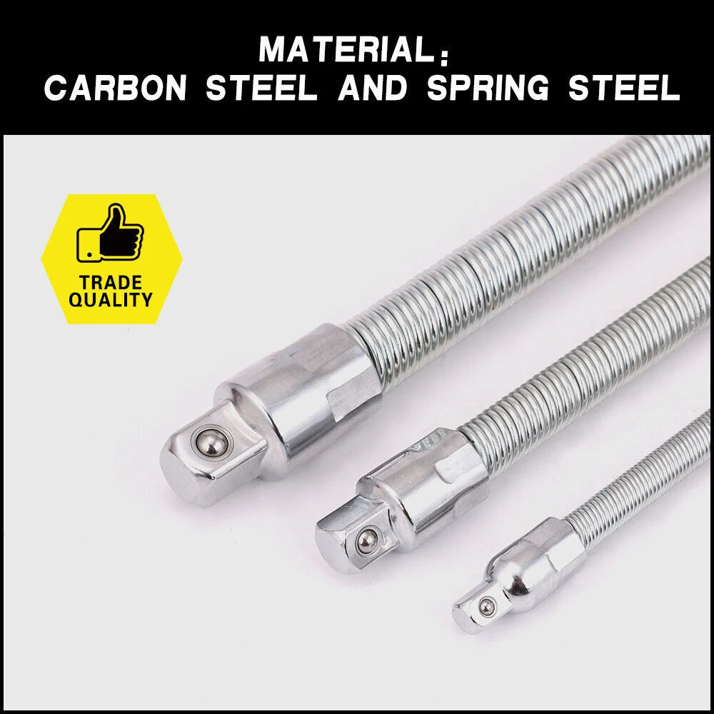 Flexible Socket Extension Bars 3PC Set Shaft 1/2’’ 1/4’’