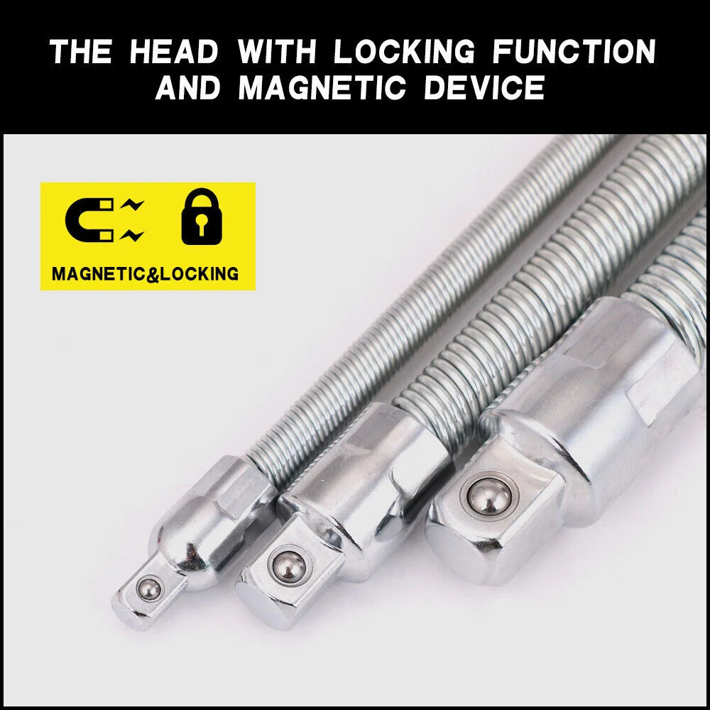 Flexible Socket Extension Bars 3PC Set Shaft 1/2’’ 1/4’’