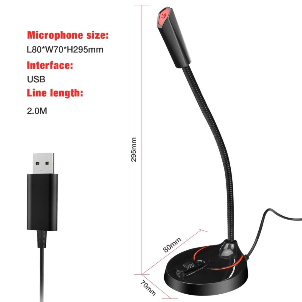 Flexible Usb Computer Microphone - 360 Degree Bendable