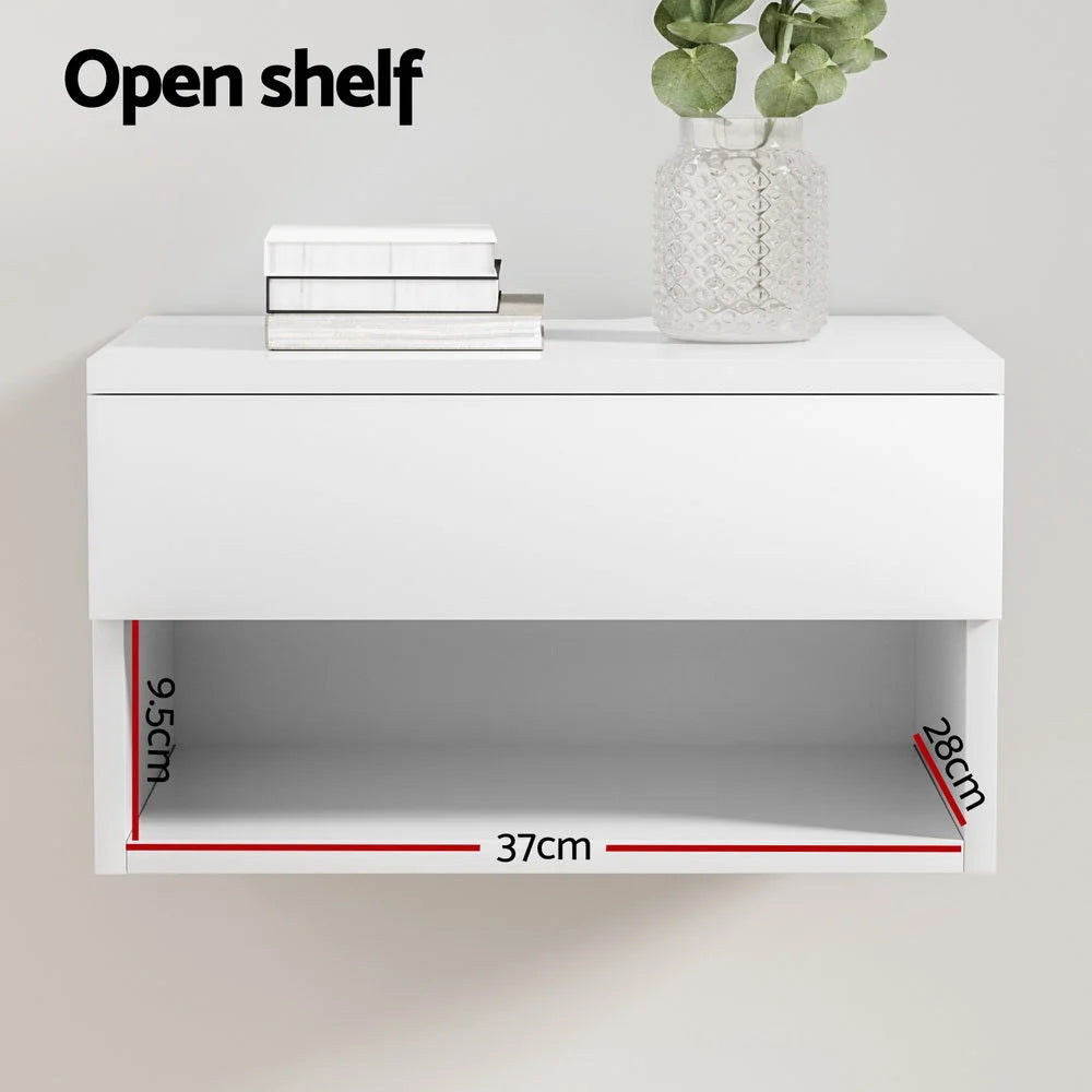 Floating Bedside Table Nightstand with Drawer white furniture 395