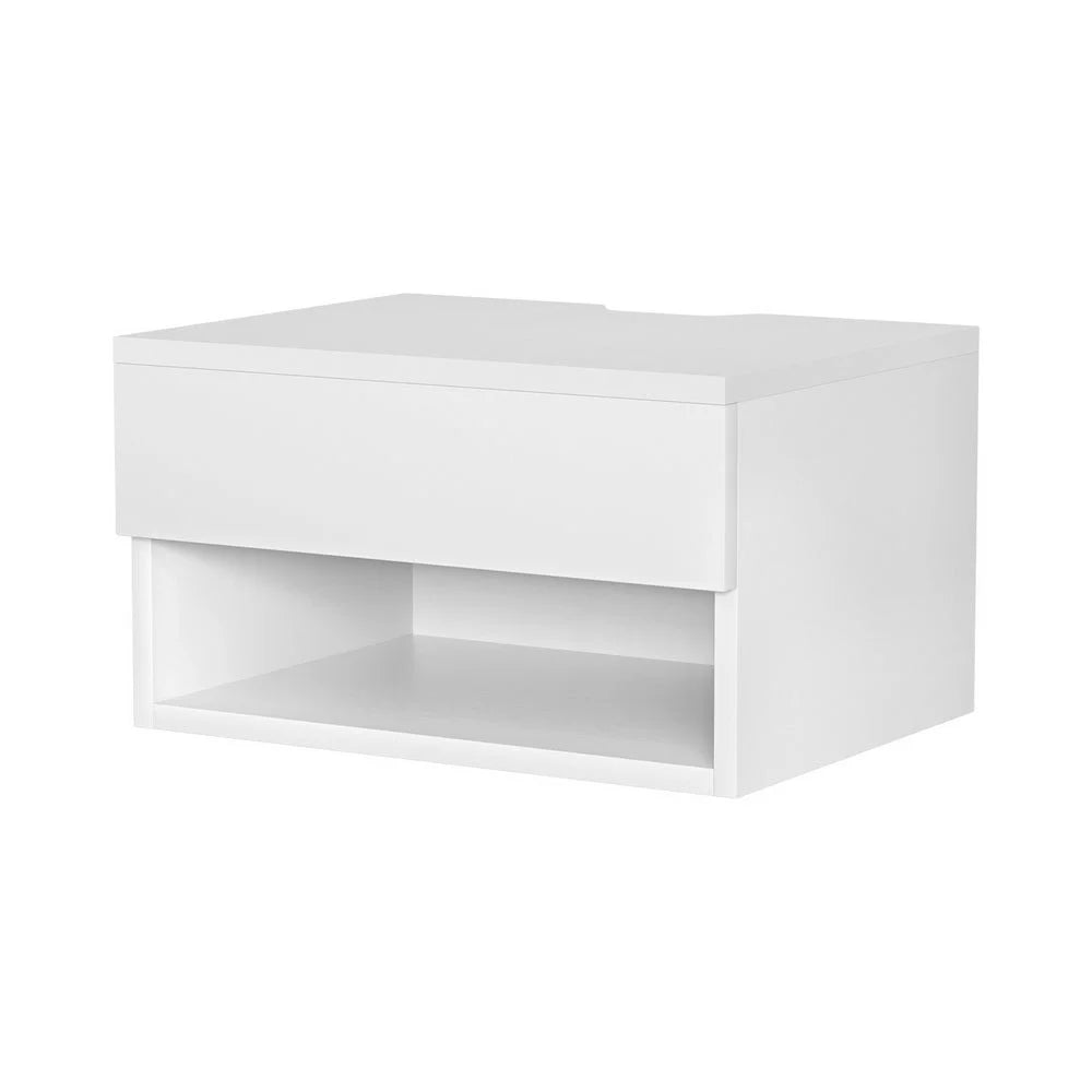 Floating Bedside Table Nightstand with Drawer - White