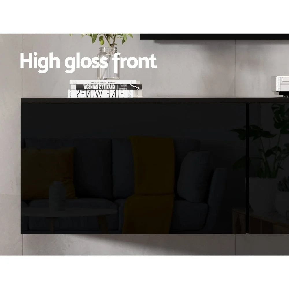 Floating Entertainment Unit TV Cabinet High Glossy 3 Cabinets 200CM