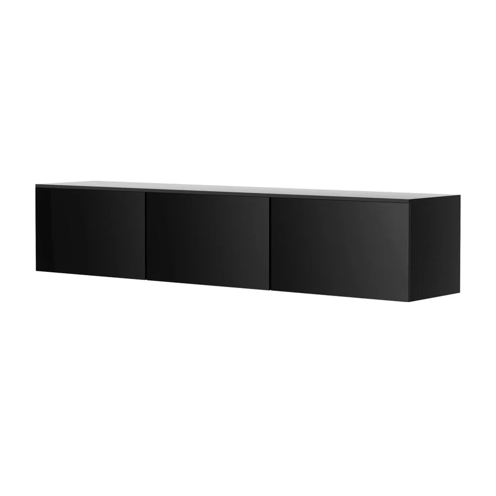 Black 200cm cabinet with floating entertainment unit tv