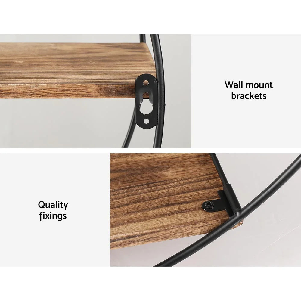 Tier storage rack with floating wall shelf round shelves