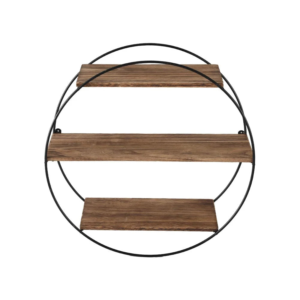 Storage rack with floating wall shelves brackets round