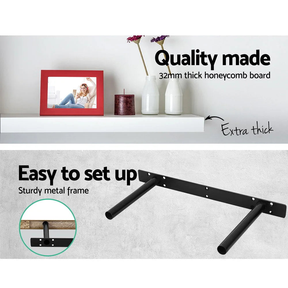 Floating Wall Shelves 3-Piece - White - Living Room