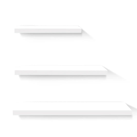 Floating Wall Shelves 3-Piece - White - Living Room