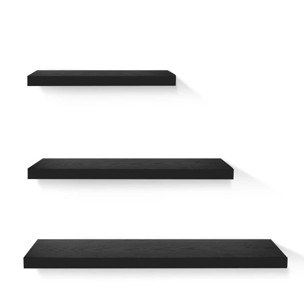 Floating Wall Shelves Set of 3 - Black - Living Room