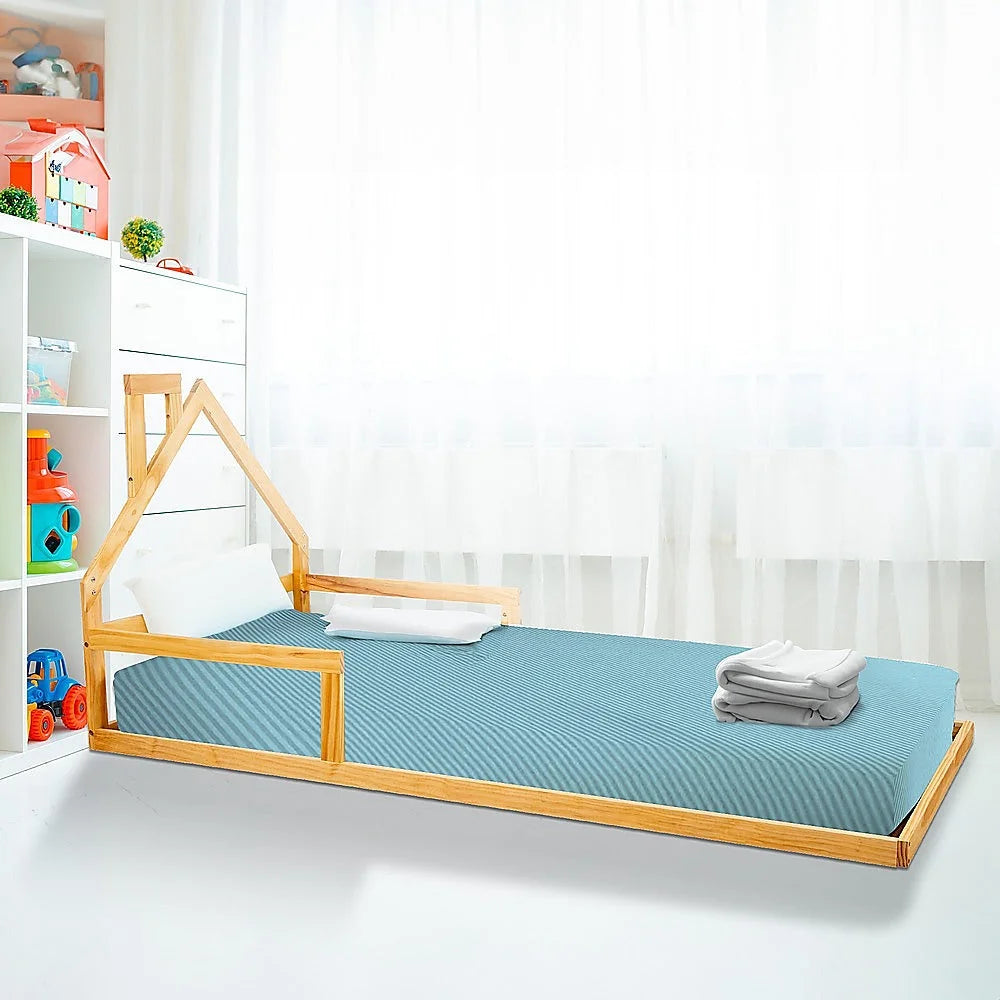 Floor Bed House Frame Pine Wood for Kids and Toddlers