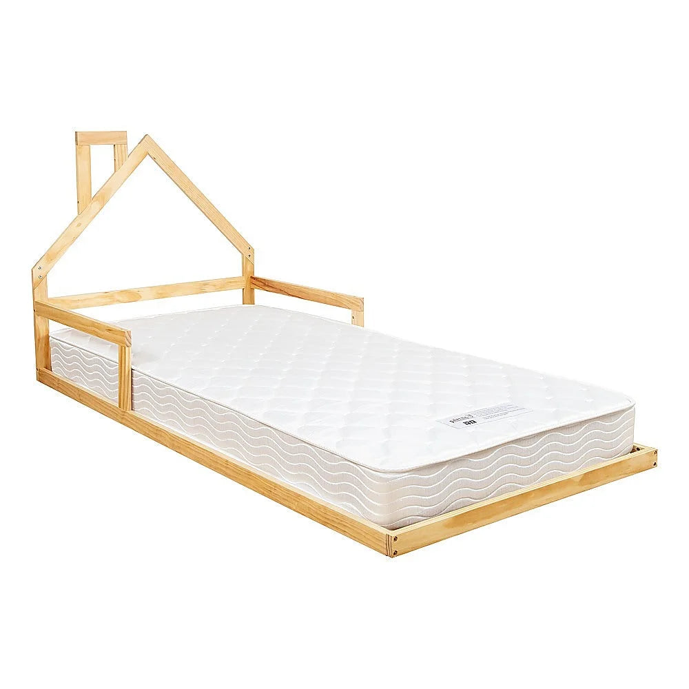 Floor Bed House Frame Pine Wood for Kids and Toddlers