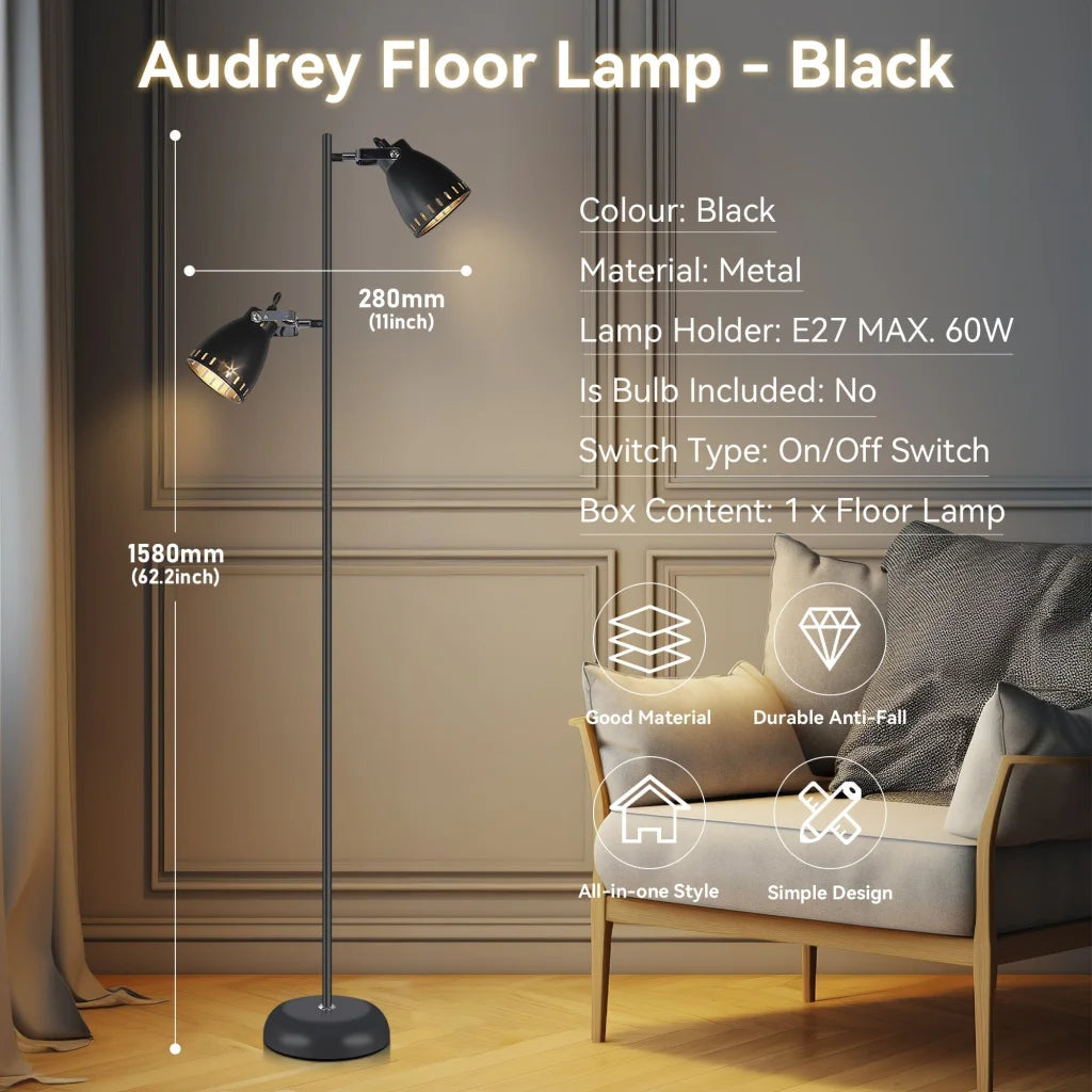 Floor Lamp Audrey Black - Home & Garden