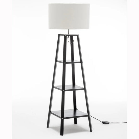 Floor Lamp Eiffel 3-Tier Natural Wood with Storage Shelves