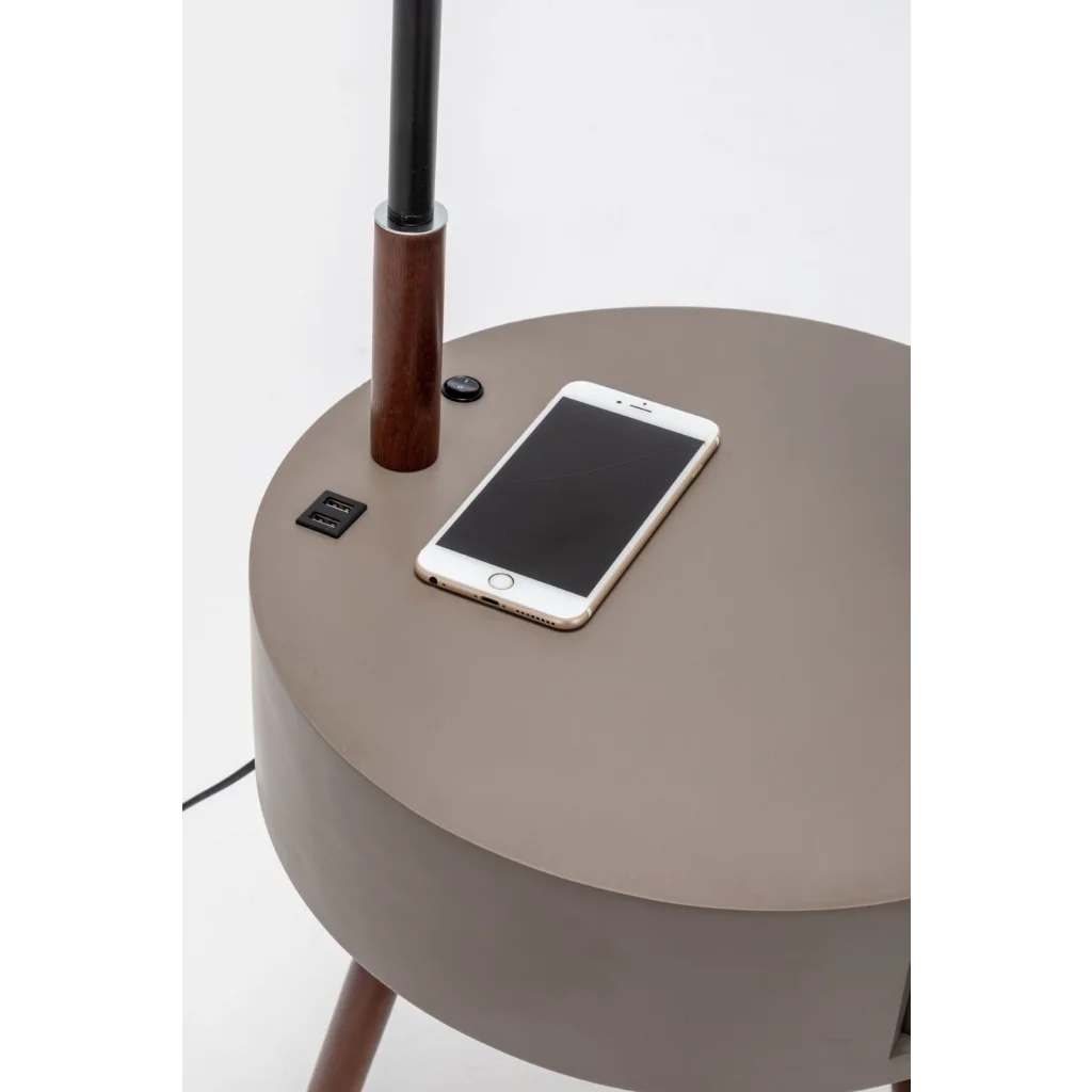 Floor Lamp Florence Tripod with Shelf Storage Drawer