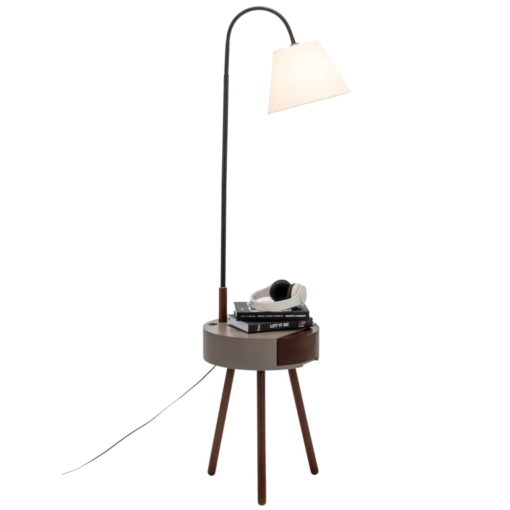Floor Lamp Florence Tripod with Shelf Storage Drawer