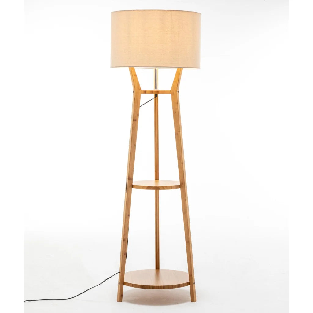 Floor Lamp Large Bamboo Wooden Tripod 168cm Light Modern