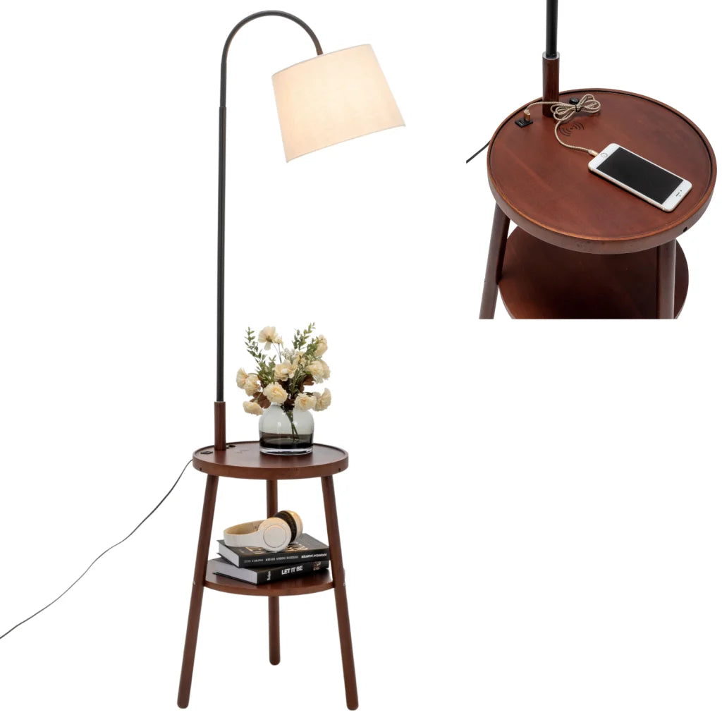 Floor Lamp Naples Tripod with Shelf Storage Drawer Bedside