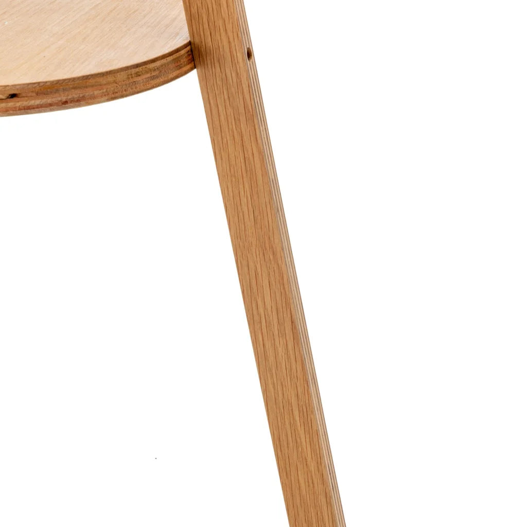 Floor Lamp Natural Wooden Tripod with Round Wood Shelf