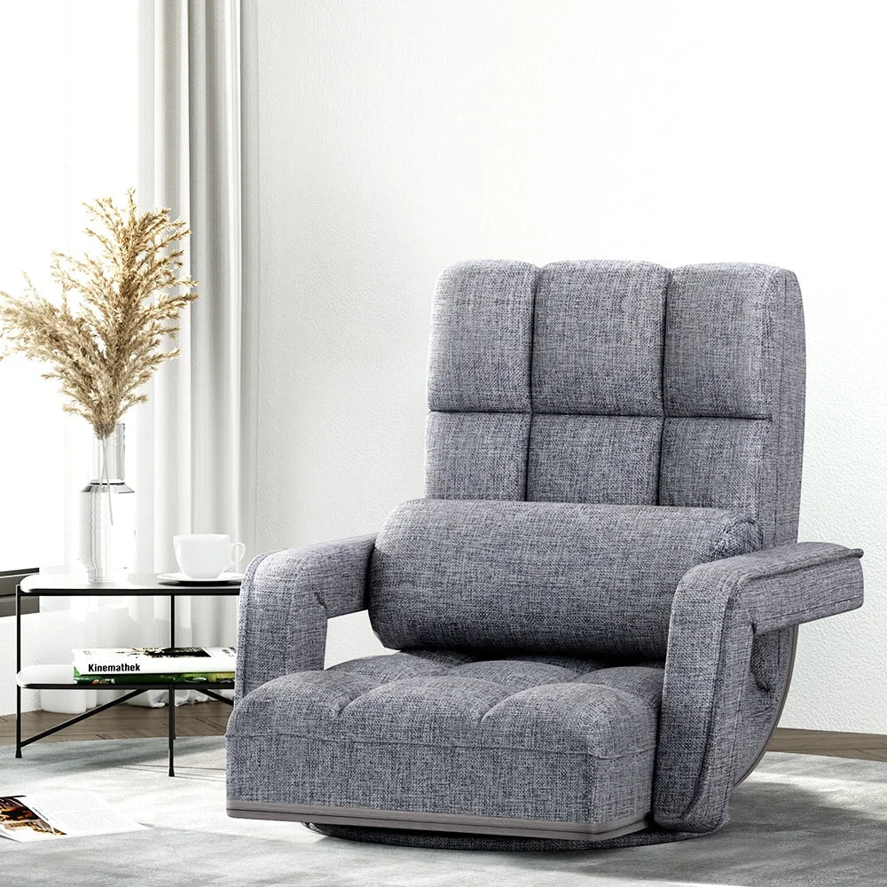 Grey chair with floor lounge sofa bed