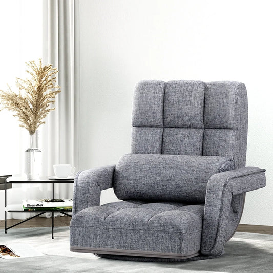 Grey chair with floor lounge sofa bed