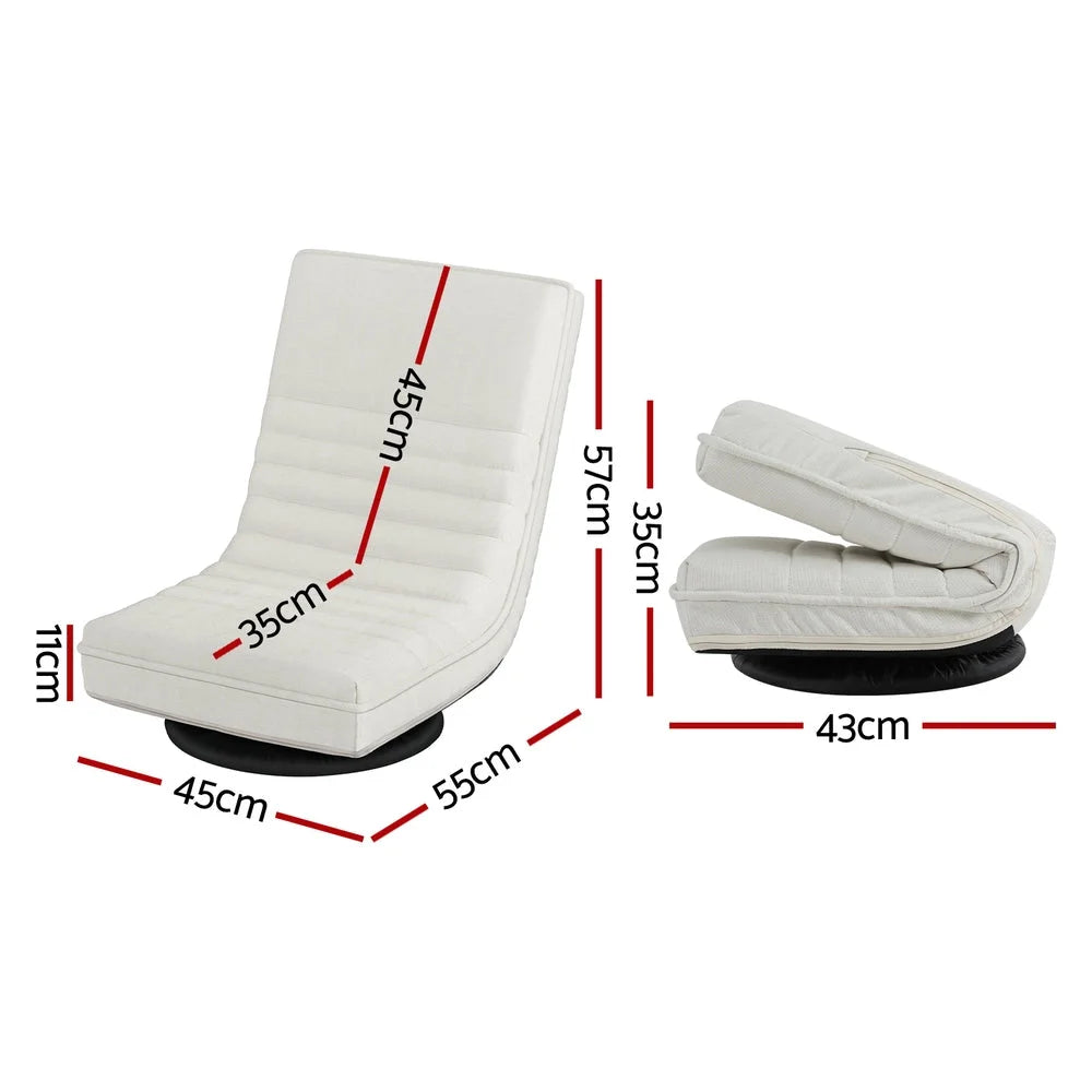 Floor Lounge Sofa Swivel Foldable - White - Furniture