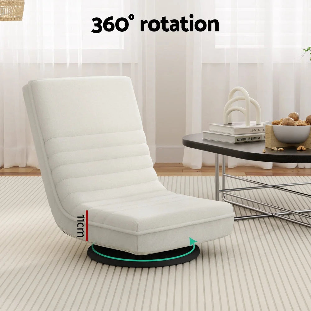 Floor Lounge Sofa Swivel Foldable - White - Furniture