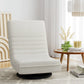 White linen floor lounge sofa with velvet floor cushions and low lounge back
