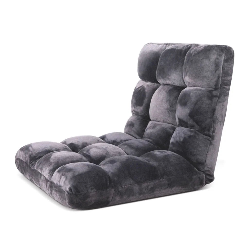 Floor Recliner 2X Folding Lounge Sofa Futon Couch Chair Cushion - Grey - Premium