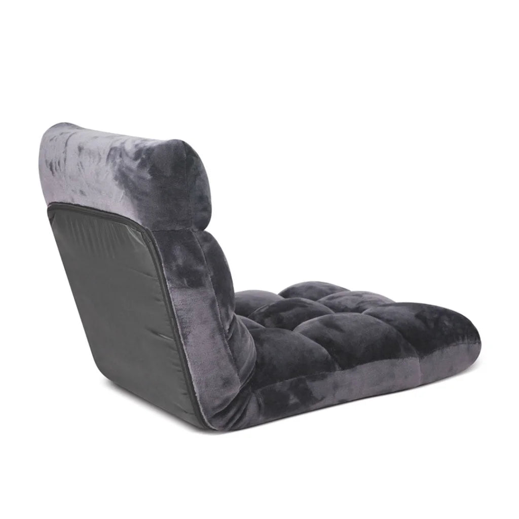 Floor Recliner 2X Folding Lounge Sofa Futon Couch Chair Cushion - Grey - Premium