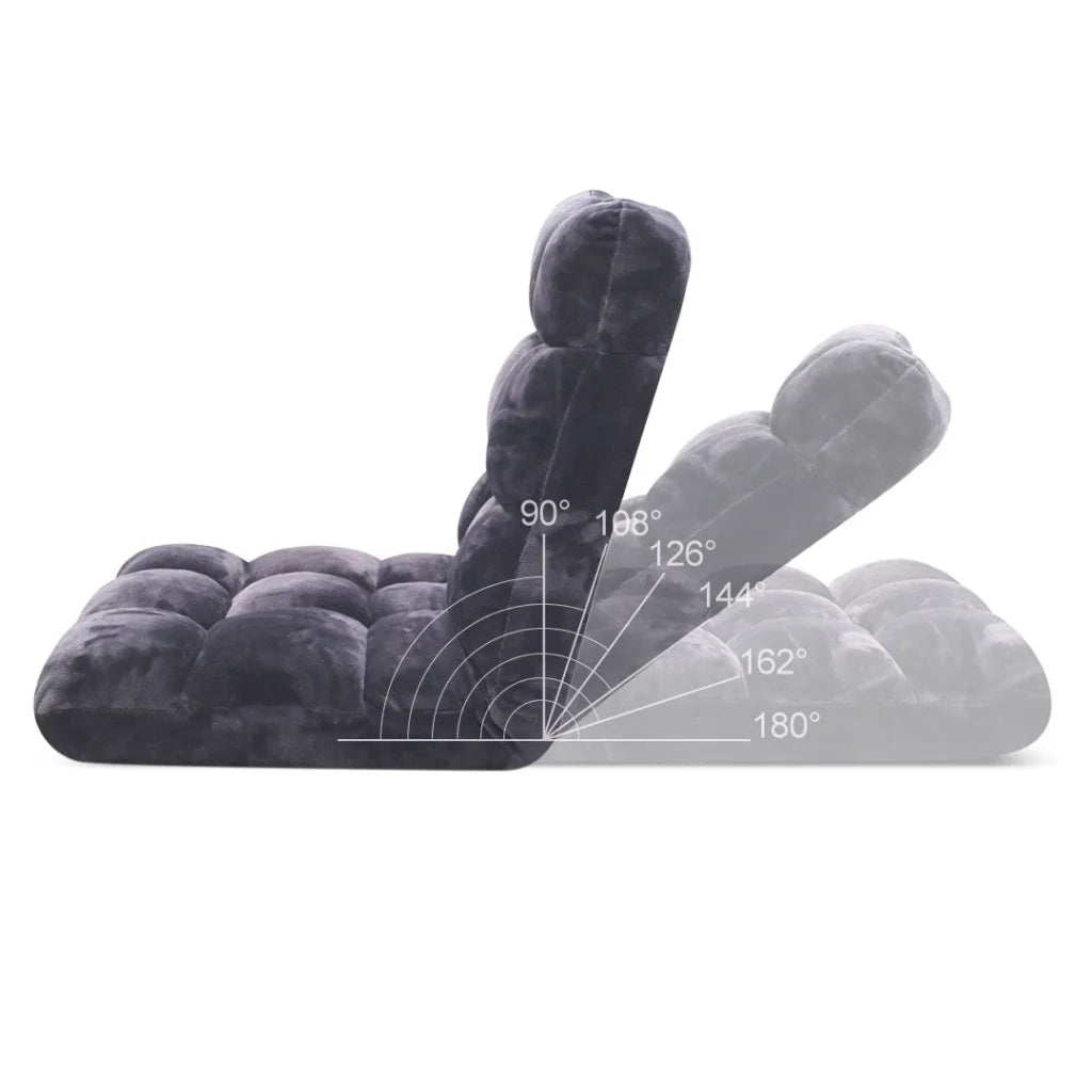Floor Recliner 2X Folding Lounge Sofa Futon Couch Chair Cushion - Grey - Premium