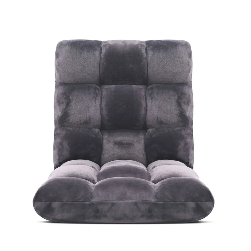Floor Recliner 2X Folding Lounge Sofa Futon Couch Chair Cushion - Grey - Premium