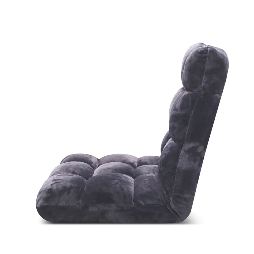 Floor Recliner 2X Folding Lounge Sofa Futon Couch Chair Cushion - Grey - Premium