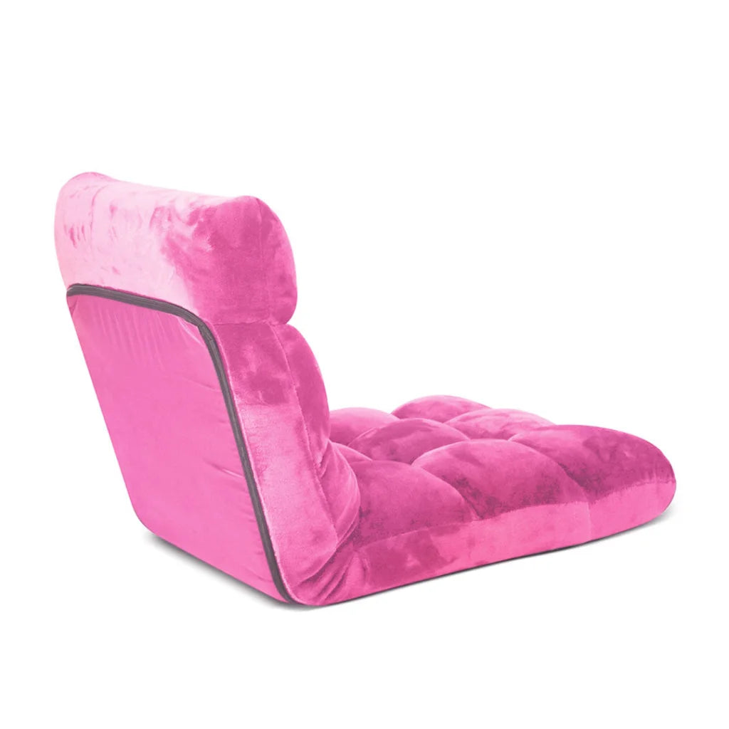 Floor Recliner 2X Folding Lounge Sofa Futon Couch Chair Cushion - Light Pink - Premium