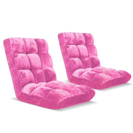 Floor Recliner 2X Folding Lounge Sofa Futon Couch Chair Cushion - Light Pink - Premium