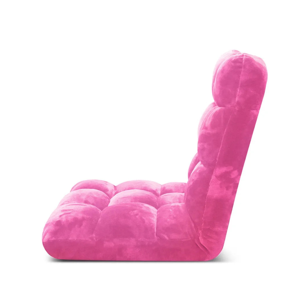 Floor Recliner 2X Folding Lounge Sofa Futon Couch Chair Cushion - Light Pink - Premium