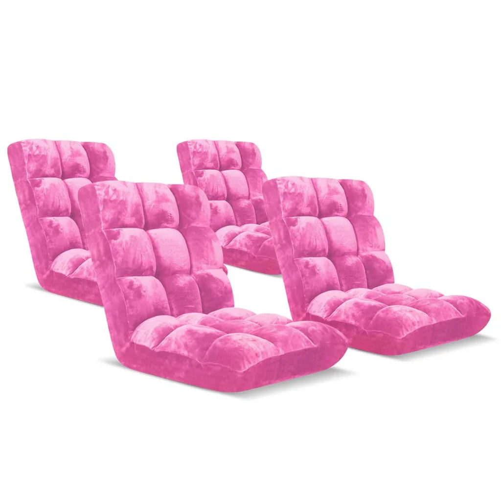Floor Recliner 4X Folding Lounge Sofa Futon Couch Chair Cushion - Light Pink - Premium
